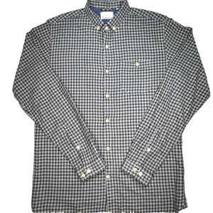 Knowledge‎ Cotton Apparel Shirt Mens M Blue Green Long Sleeve Button Up Organic